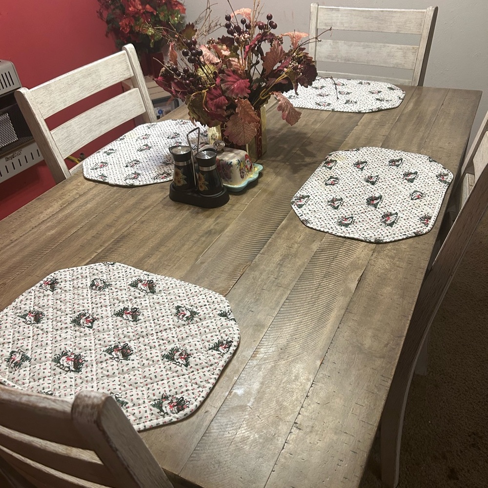 Rustic Brown Dining Table Set vintage table plus with geese Christmas them